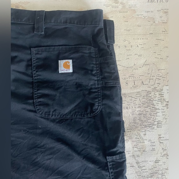 Carhartt Flat Front Carpenter Work In Progress Black Shorts Cotton Size 50 - Picture 3 of 7